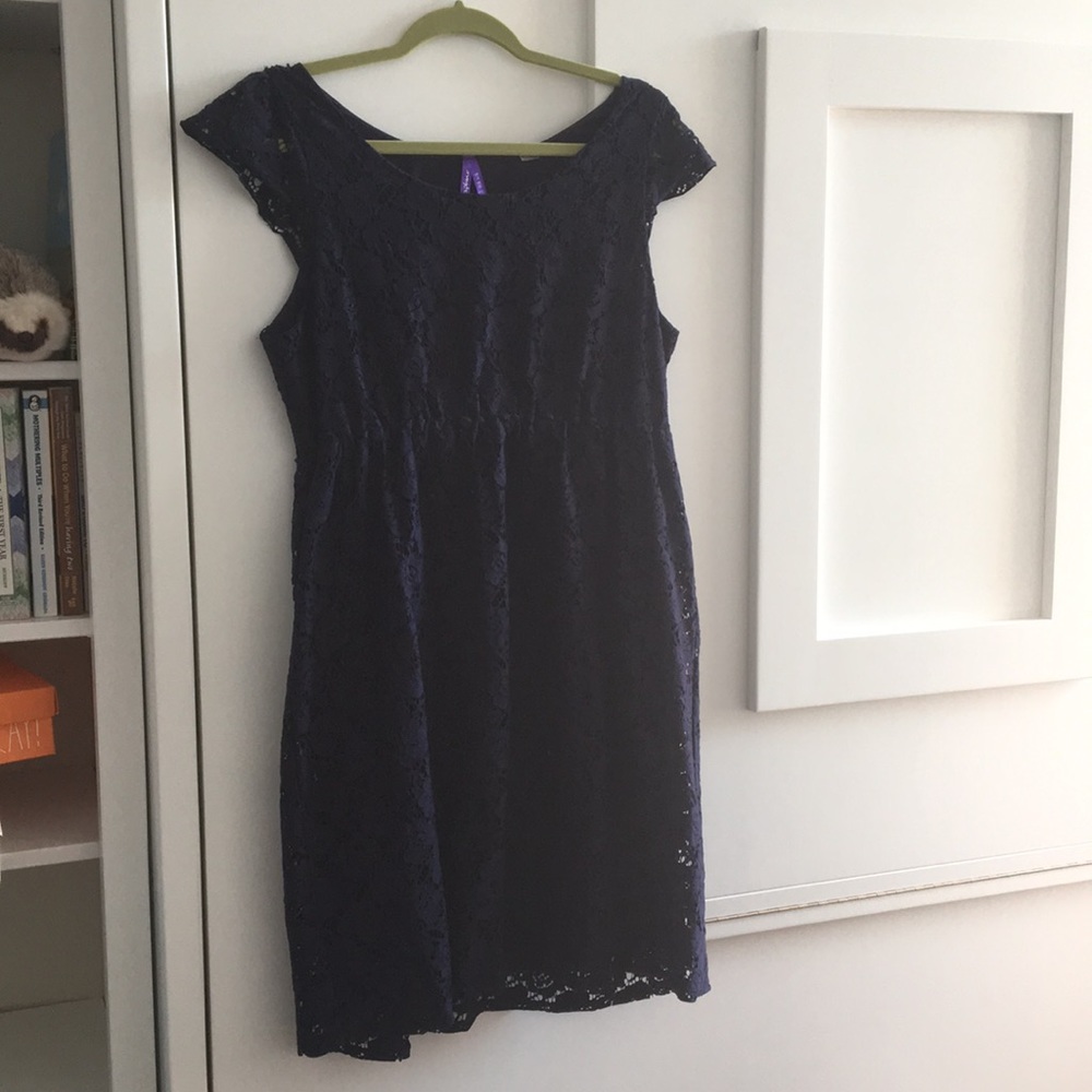 Seraphine Sloane navy lace maternity dress